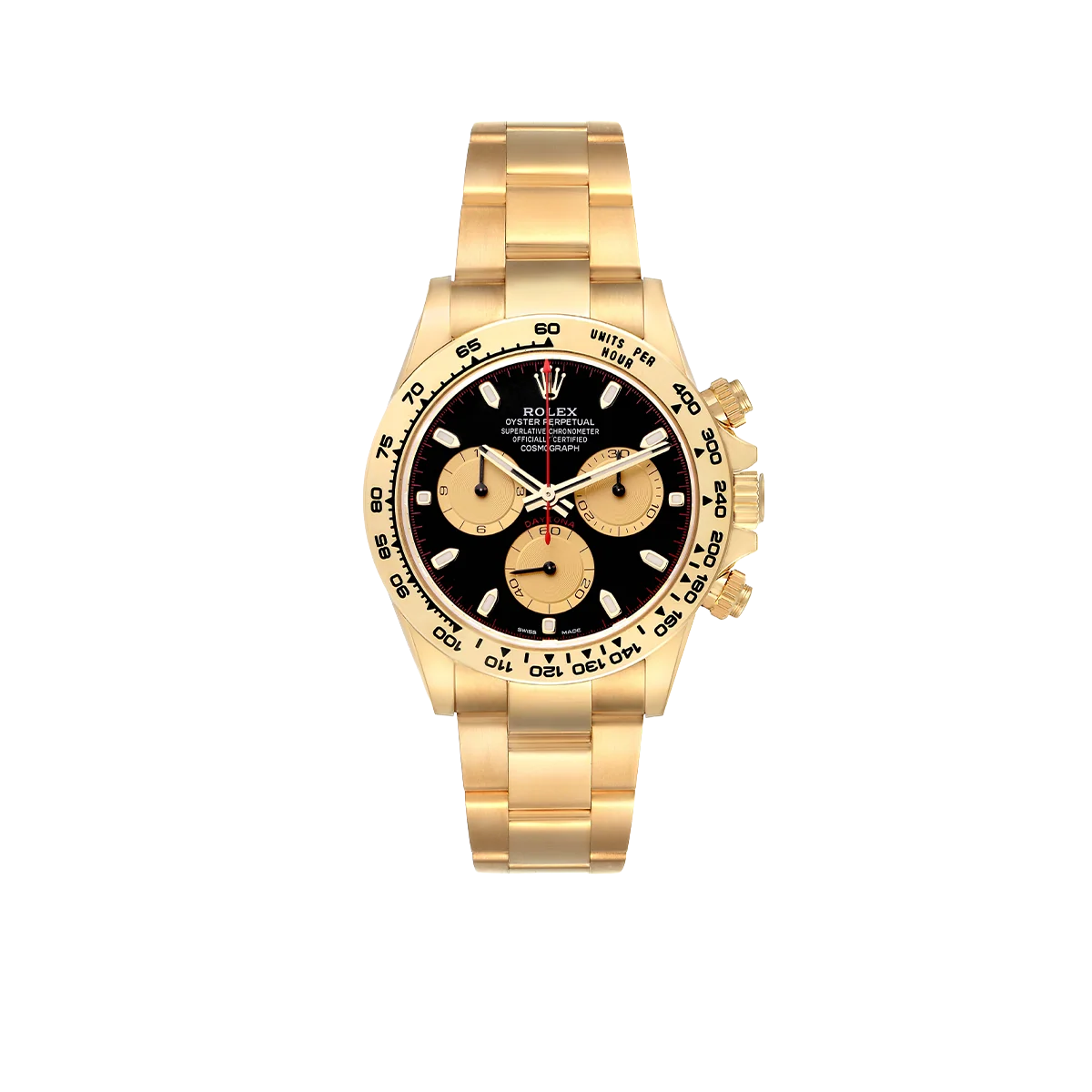 Daytona 40mm Black Dial Yellow Gold Mens Automatic Watch 116508