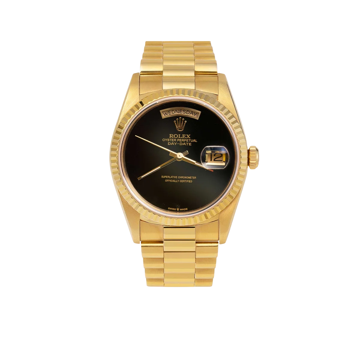 Presidential Rolex Day-Date 18038 Watch 36mm Black Onyx Dial 18K Yellow Gold