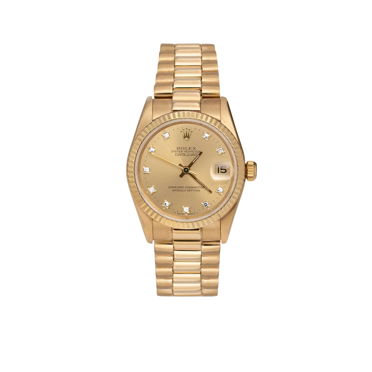 Presidential Rolex Datejust 68278 Fluted Bezel Watch 31mm Diamond Dial