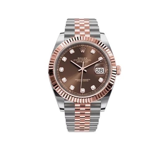 Datejust 41MM 126331 Chocolate Diamond Dial Fluted Bezel Two Tone Rose Gold Jubilee Bracelet