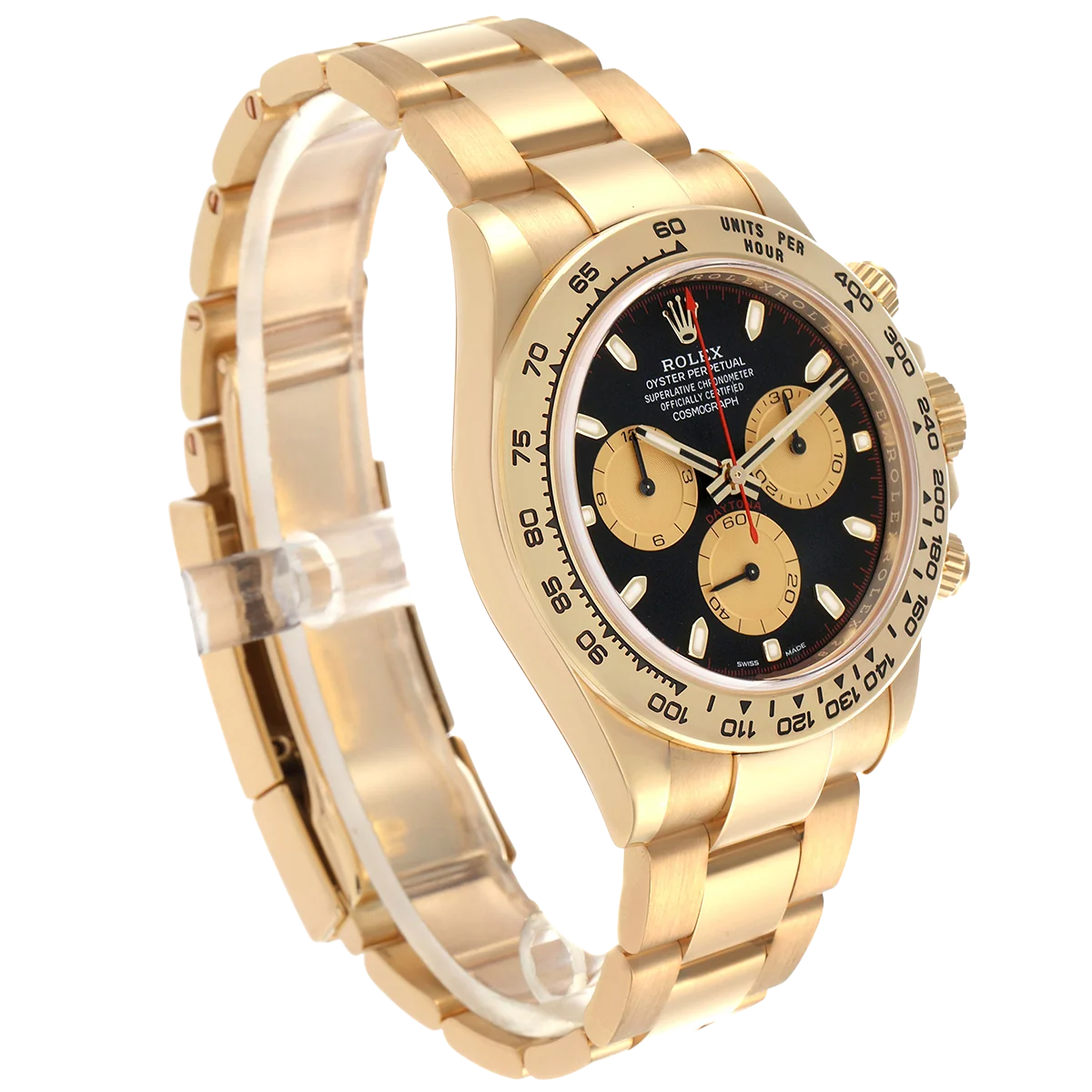 Daytona 40mm Black Dial Yellow Gold Mens Automatic Watch 116508