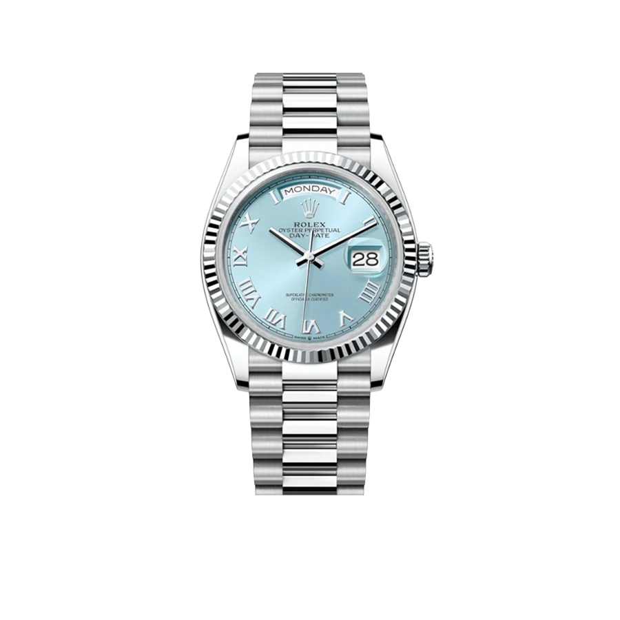 President Day-Date 36mm Platinum Ice Blue Mens Watch 128236-0008