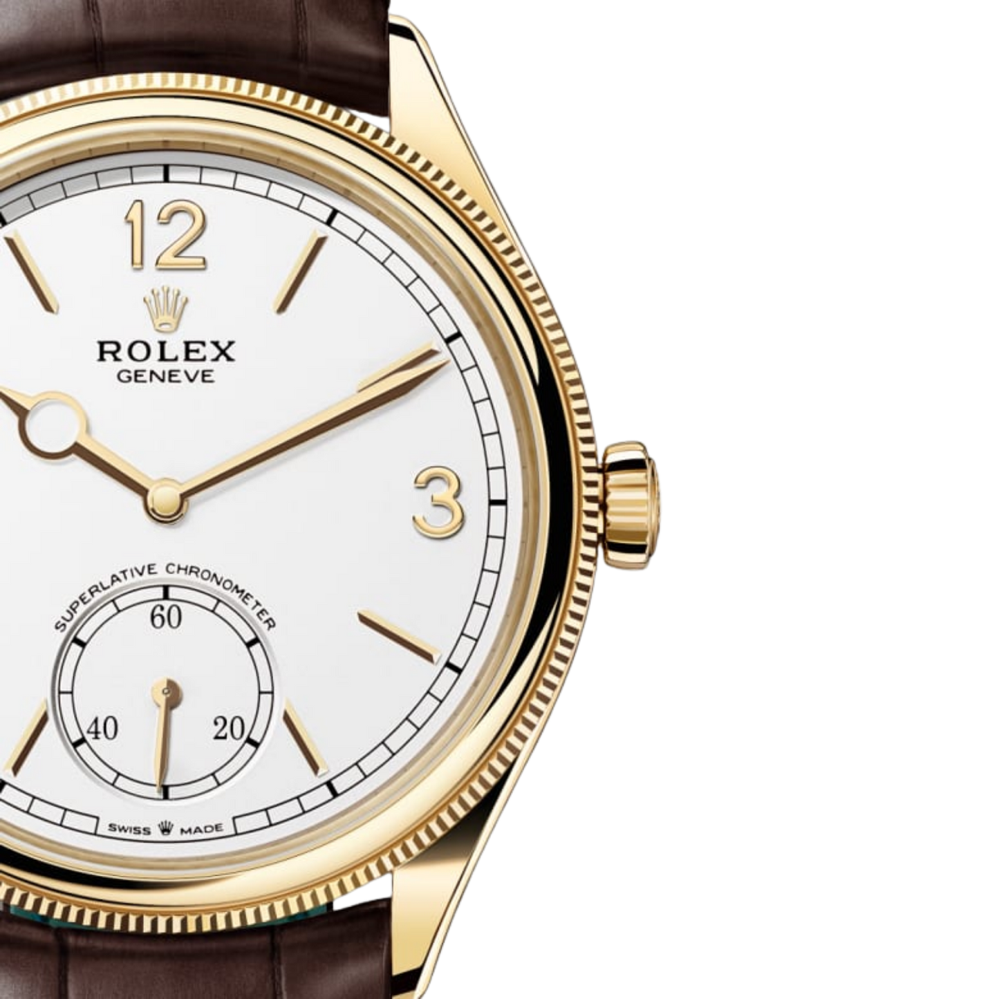 Perpetual 1908 39mm Yellow Gold White Dial Brown Alligator Leather Strap m52508-0006