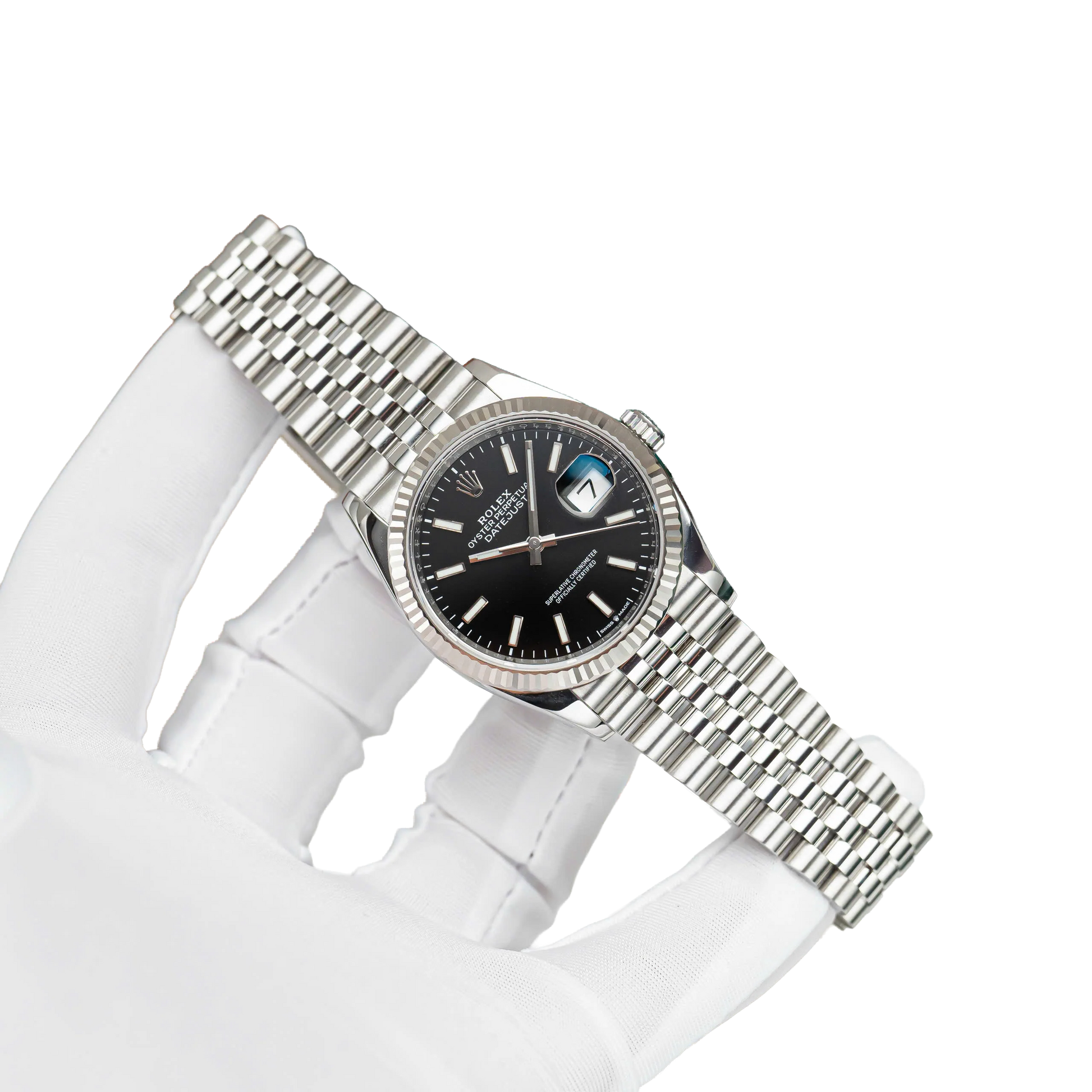 Datejust 41mm Steel White Gold Black Dial Mens Watch m126334-0018