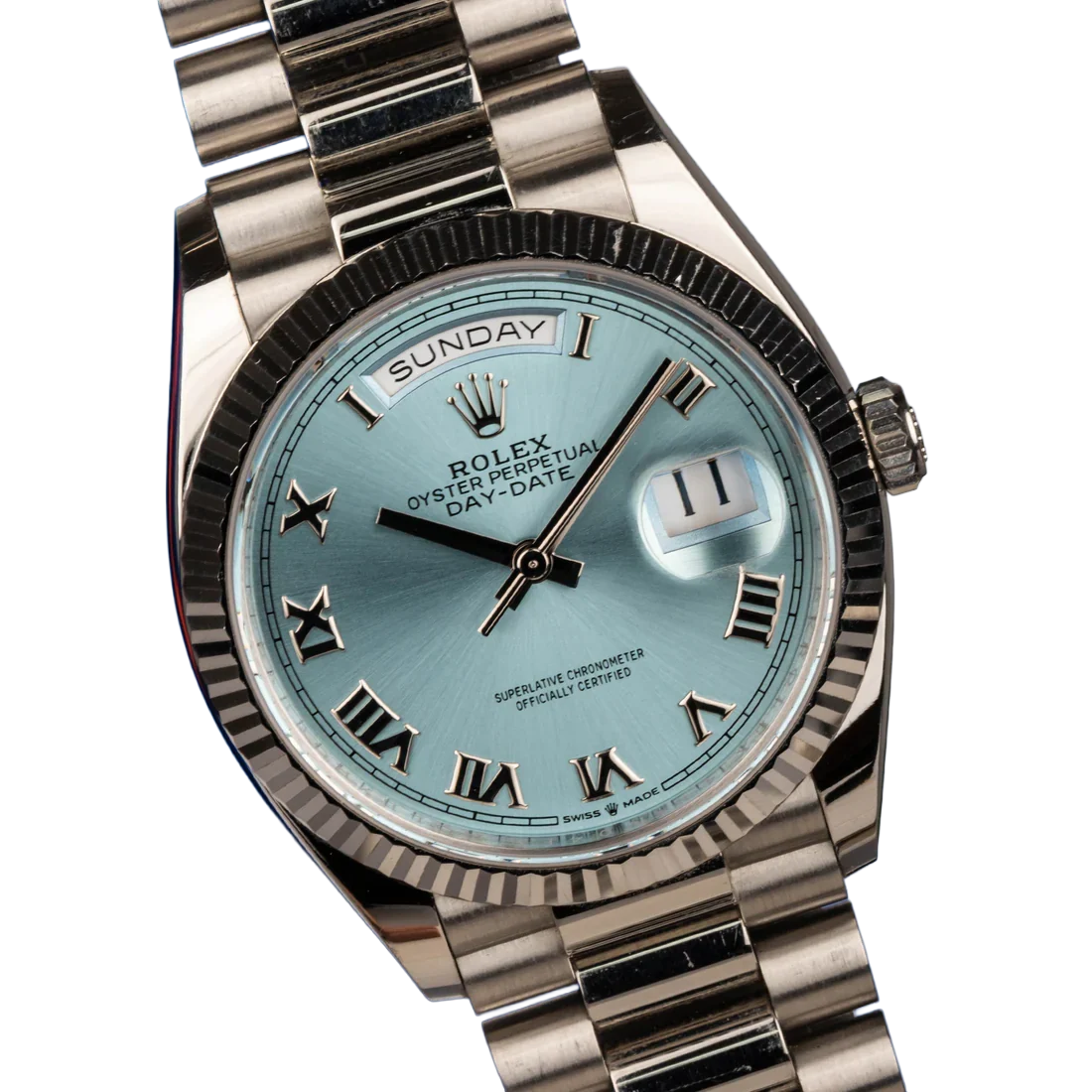 President Day-Date 36mm Platinum Ice Blue Mens Watch 128236-0008