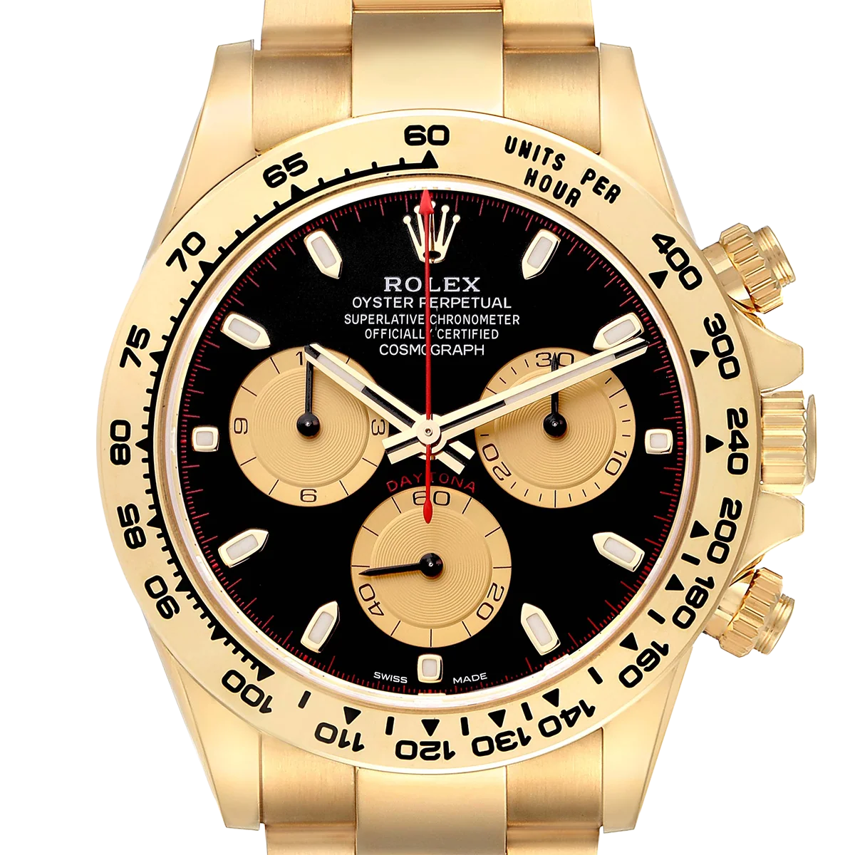 Daytona 40mm Black Dial Yellow Gold Mens Automatic Watch 116508