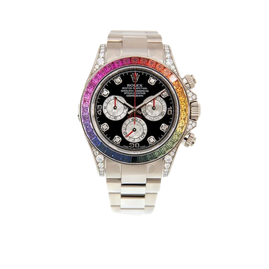 Daytona 116599RBOW Rainbow White Gold Black Diamond Dial Sapphire Bezel