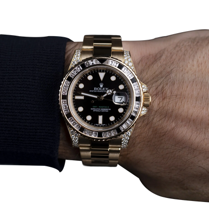 GMT Master II 18k Yellow Gold Diamond Black Sapphire 116758SANR