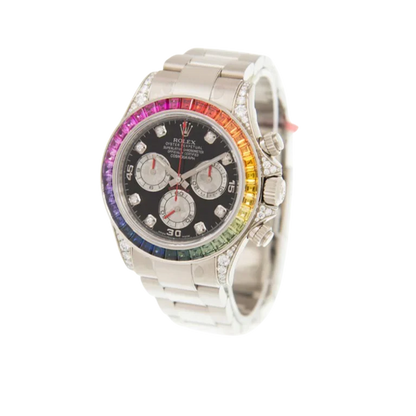 Daytona 116599RBOW Rainbow White Gold Black Diamond Dial Sapphire Bezel