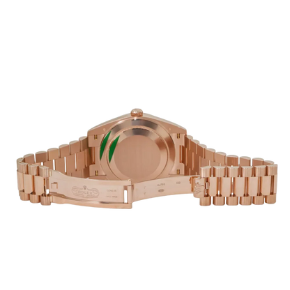 Day-Date 40 228345 Rose Gold Black Dial Diamond Bezel