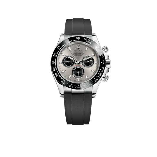 Daytona 40mm 116519 White Gold Steel Index Black Oysterflex Rubber Strap