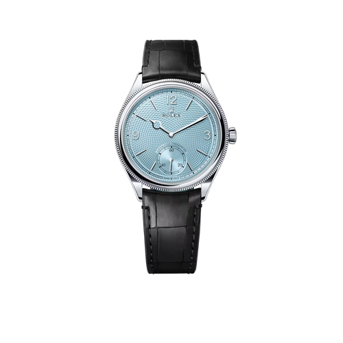 Perpetual 1908 39mm White Gold Platinum Ice Blue Dial Black Alligator Leather Strap m52506-0003