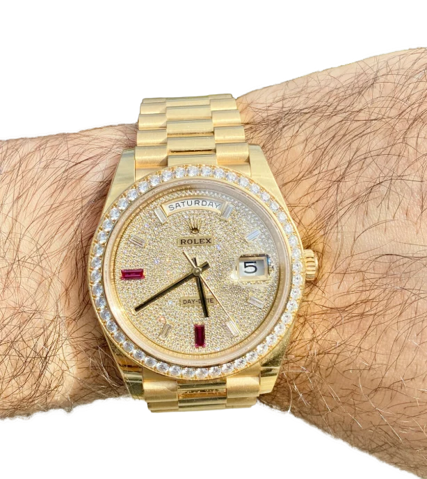 Day-Date 40mm Yellow Gold Diamond Ruby Pave Dial Diamond Bezel 228348RBR