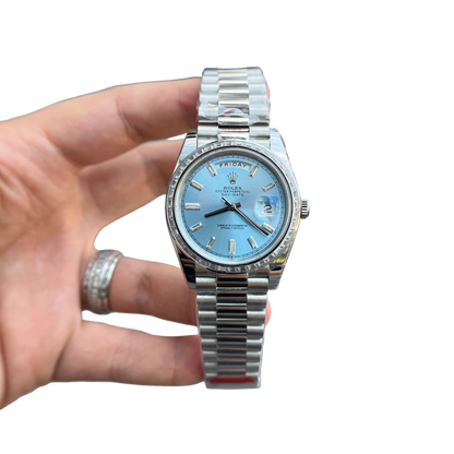 Day-Date 40mm Ice Blue Dial Baguette Set Bezel 228396TBR