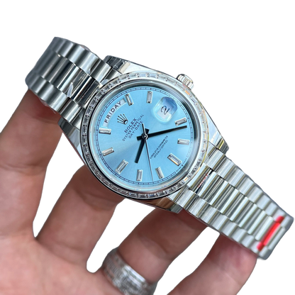 Day-Date 40mm Ice Blue Dial Baguette Set Bezel 228396TBR