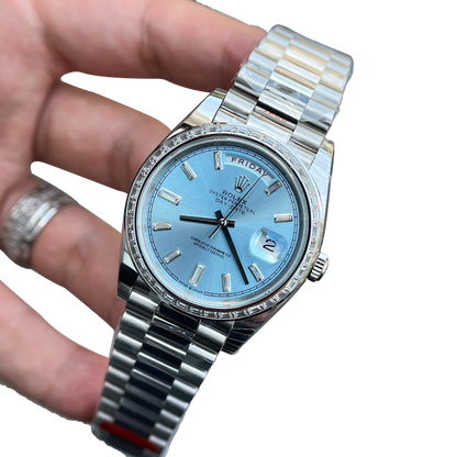 Day-Date 40mm Ice Blue Dial Baguette Set Bezel 228396TBR