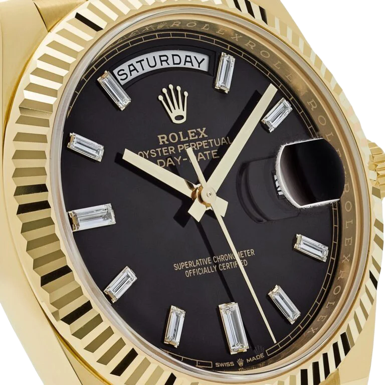 President Day-Date 40mm Black Dial Yellow Gold Diamond Mens Watch 228238