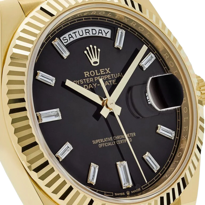 President Day-Date 40mm Black Dial Yellow Gold Diamond Mens Watch 228238