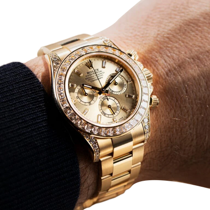 Daytona 18K Yellow Gold Gold Sundust Dial Diamond Bezel Oyster Bracelet 40 mm 126598TBR