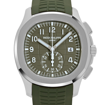Aquanaut 42mm 5968G-010 Chronograph White Gold Khaki Green Dial