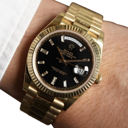 President Day-Date 40mm Black Dial Yellow Gold Diamond Mens Watch 228238