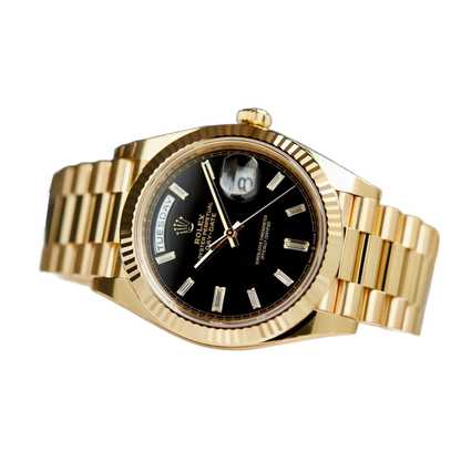 President Day-Date 40mm Black Dial Yellow Gold Diamond Mens Watch 228238