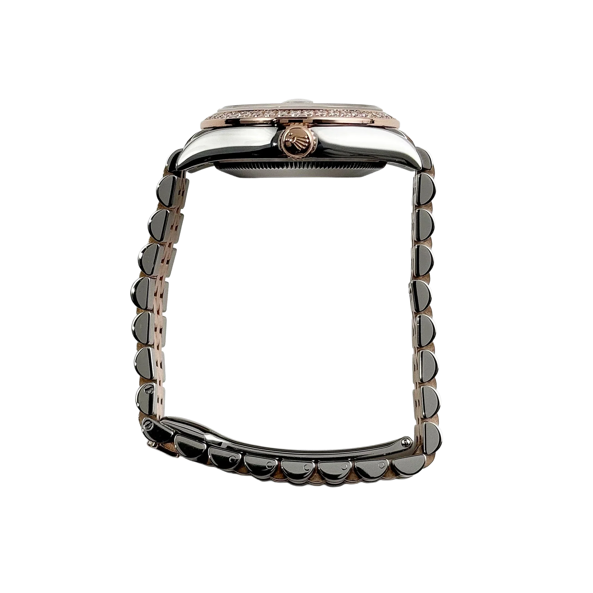 Lady-Datejust 31mm 278381RBR Stainless Steel Rose Gold Brown Roman Numerals Diamond Dial Diamond Bezel Jubilee