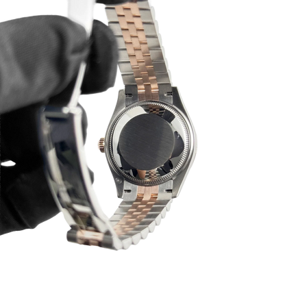 Lady-Datejust 31mm 278381RBR Stainless Steel Rose Gold Brown Roman Numerals Diamond Dial Diamond Bezel Jubilee