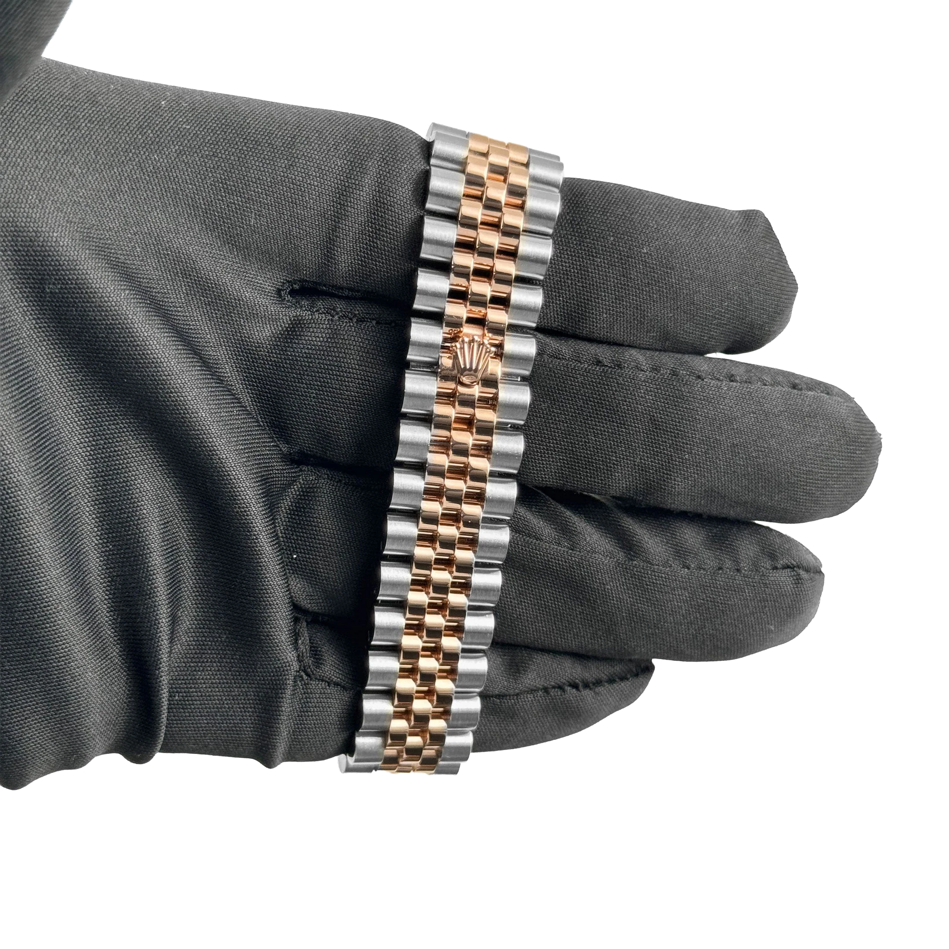 Lady-Datejust 31mm 278381RBR Stainless Steel Rose Gold Brown Roman Numerals Diamond Dial Diamond Bezel Jubilee
