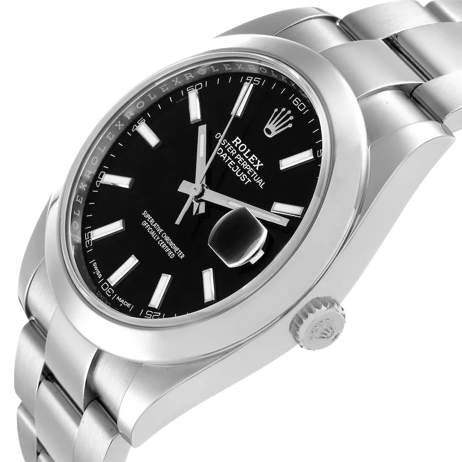 Datejust 41mm Black Dial Smooth Bezel Steel Mens Watch 126300