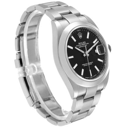 Datejust 41mm Black Dial Smooth Bezel Steel Mens Watch 126300