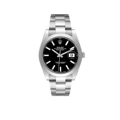 Datejust 41mm Black Dial Smooth Bezel Steel Mens Watch 126300