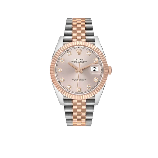 Datejust 41 Steel Everose Gold Sundust Diamond Dial Mens Watch 126331