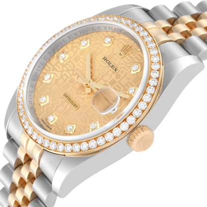 Datejust 36mm Champagne Jubilee Diamond Dial Watch 116243