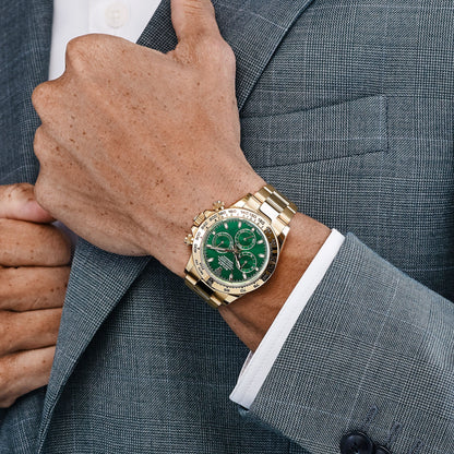 Daytona 40mm Yellow Gold John Mayer Green Dial Mens Watch 116508