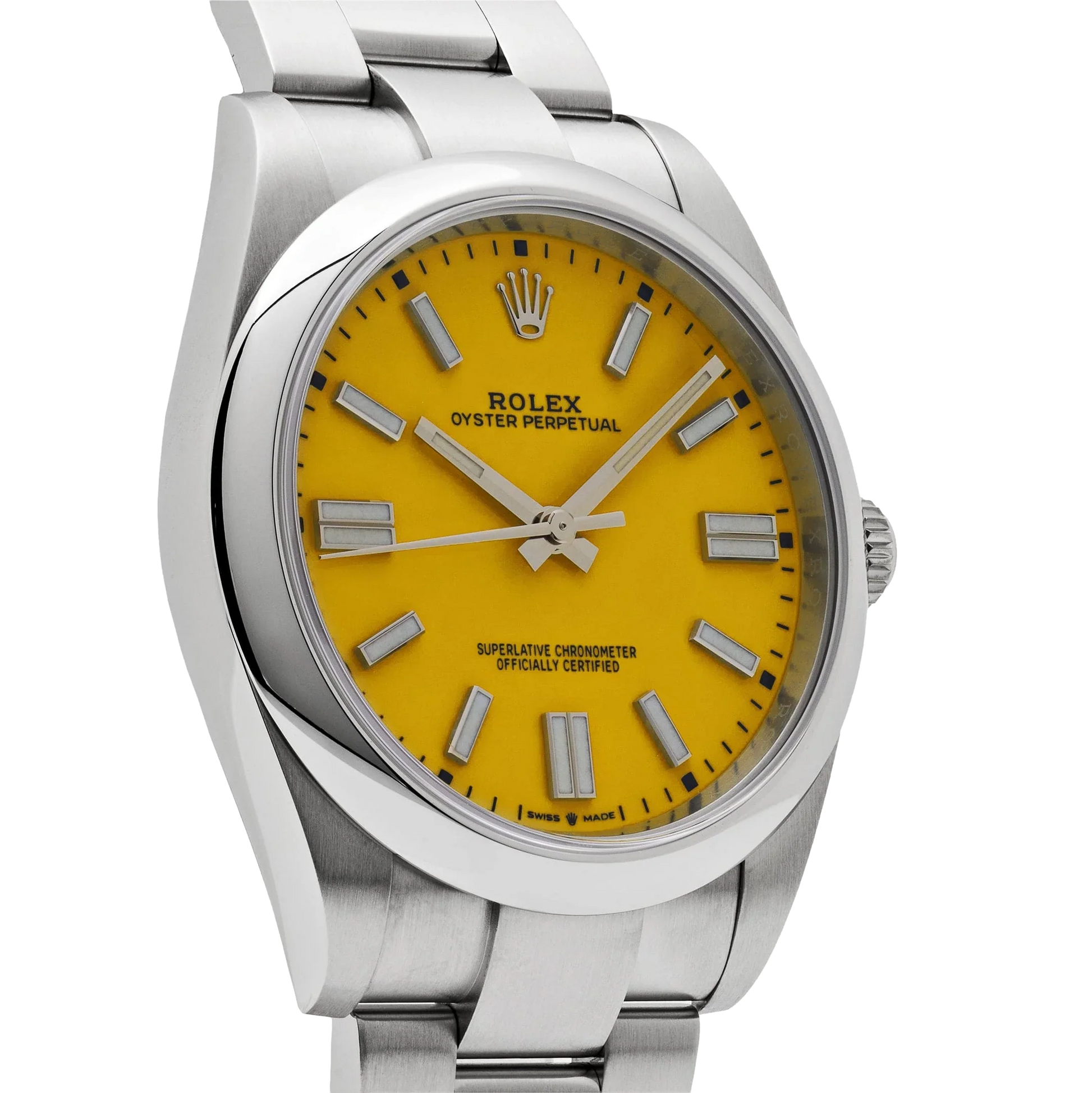 Oyster Perpetual 41mm Stainless Steel Yellow Dial Men Watch 124300-0004