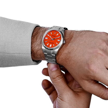 Oyster Perpetual 41mm Stainless Steel Coral Red Dial 124300 - 0007