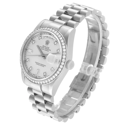 President Day-Date 36mm Platinum Diamond Mens Watch 118346