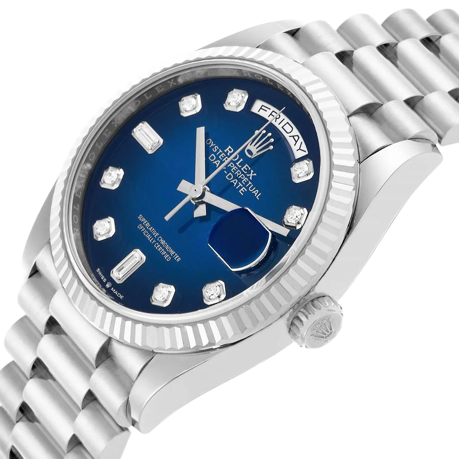 President Day-Date 36mm White Gold Ombre Diamond Dial Mens Watch 128239