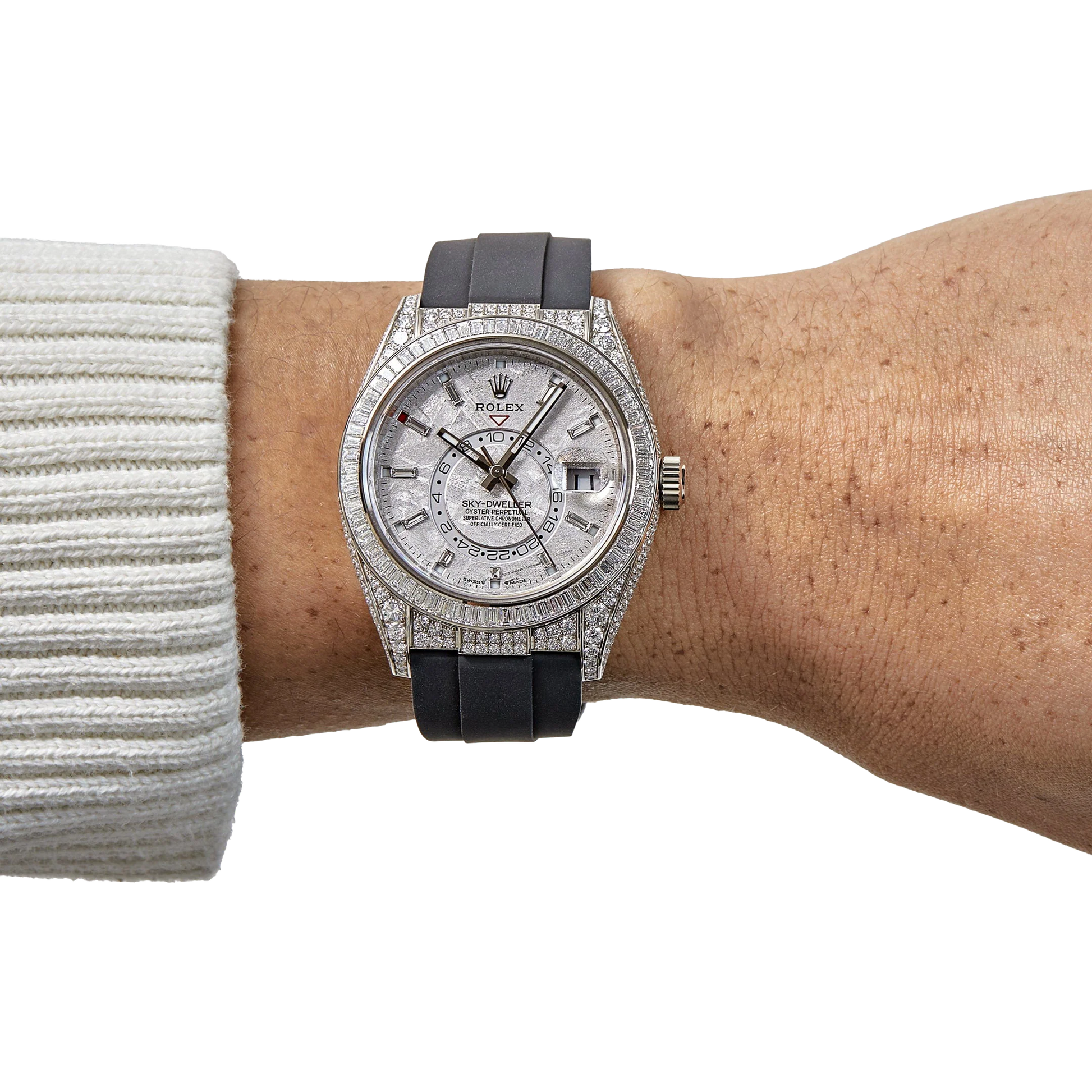Sky-Dweller 42mm 18K White Gold Meteorite Dial Diamond Watch 326259TBR