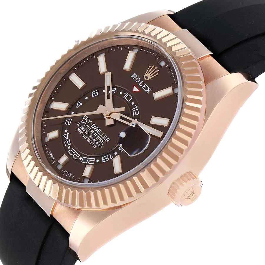 Sky-Dweller 42mm Rose Gold Chocolate Brown Dial Mens Watch 326235