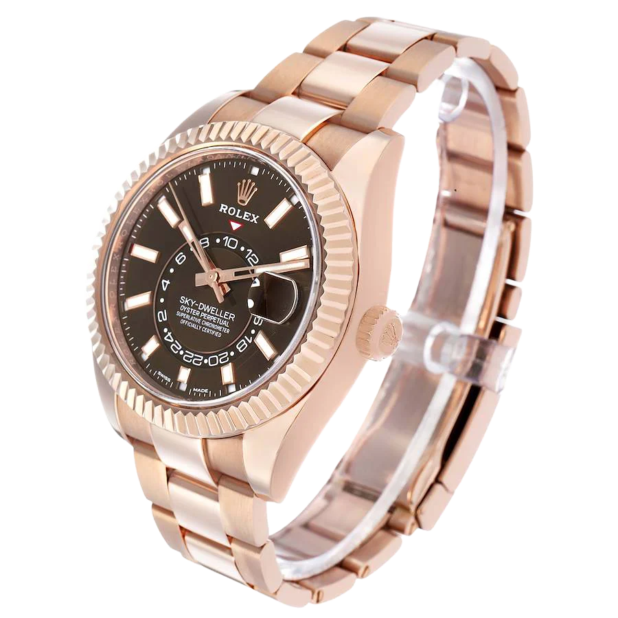 Sky-Dweller 42mm Rose Gold Chocolate Brown Dial Mens Watch 326935
