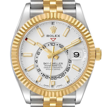 Sky-Dweller 42mm Steel Yellow Gold Silver Dial Mens Watch 326933