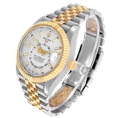 Sky-Dweller 42mm Steel Yellow Gold Silver Dial Mens Watch 326933