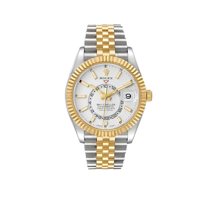 Sky-Dweller 42mm Steel Yellow Gold Silver Dial Mens Watch 326933