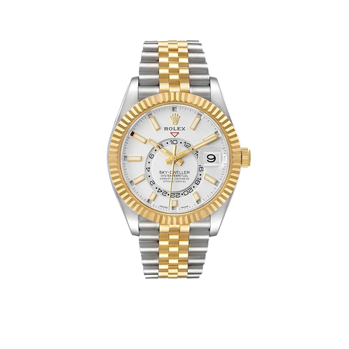 Sky-Dweller 42mm Steel Yellow Gold Silver Dial Mens Watch 326933