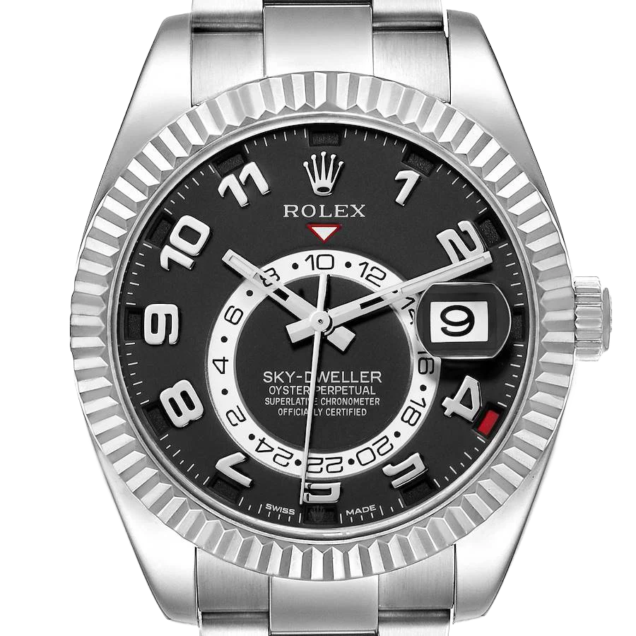 Sky-Dweller 42mm White Gold Black Dial Mens Watch 326939
