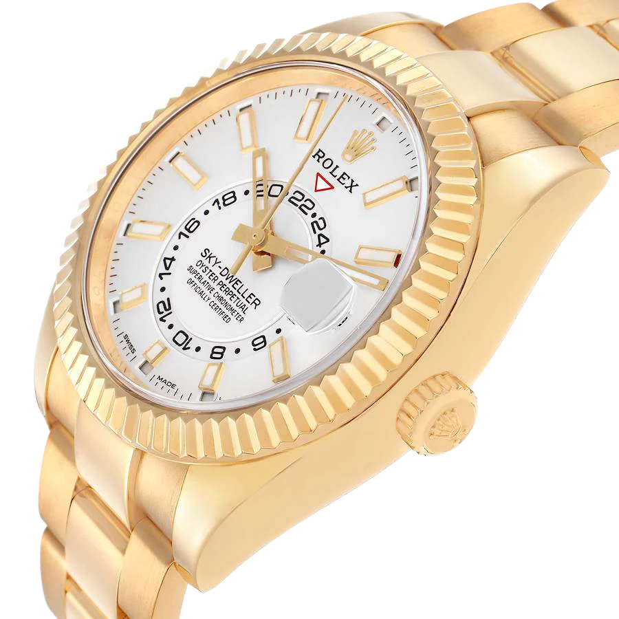 Sky-Dweller 42mm Yellow Gold White Dial Automatic Mens Watch 326938
