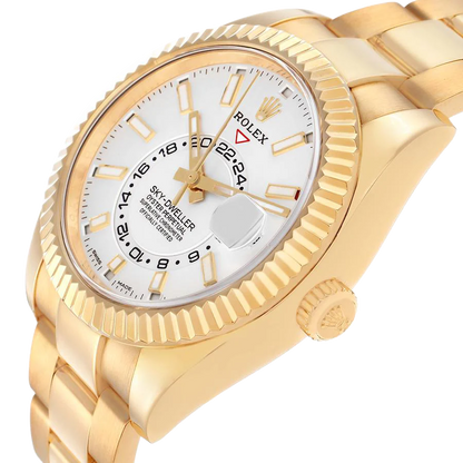 Sky-Dweller 42mm Yellow Gold White Dial Automatic Mens Watch 326938
