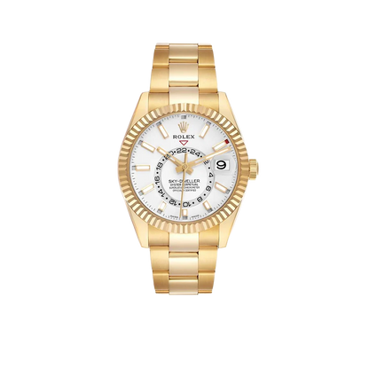 Sky-Dweller 42mm Yellow Gold White Dial Automatic Mens Watch 326938